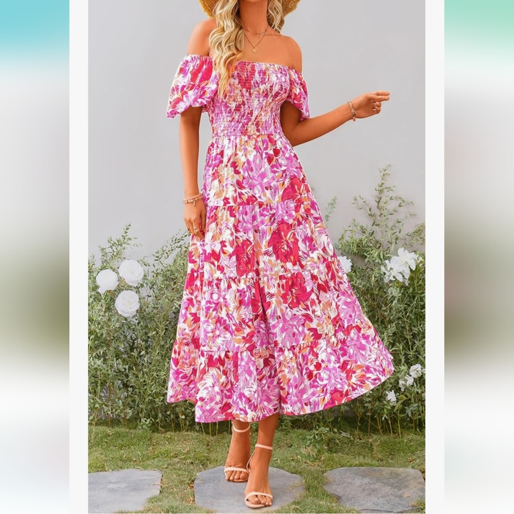 Elegant Pink Floral Maxi Dress